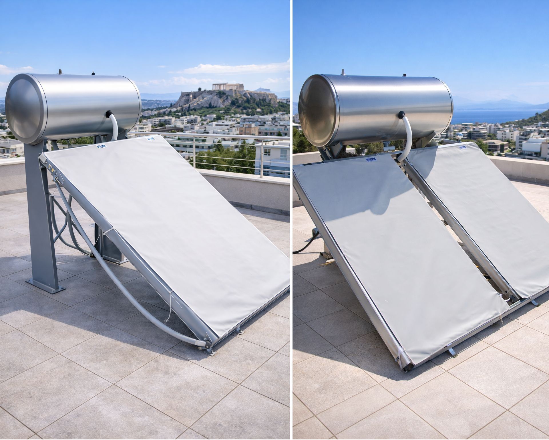 Αδιάβροχο κάλυμμα ηλιακού συλλέκτη SolarCare τοποθετημένο σε ταράτσα για προστασία από φθορές και αύξηση της διάρκειας ζωής του συστήματος.